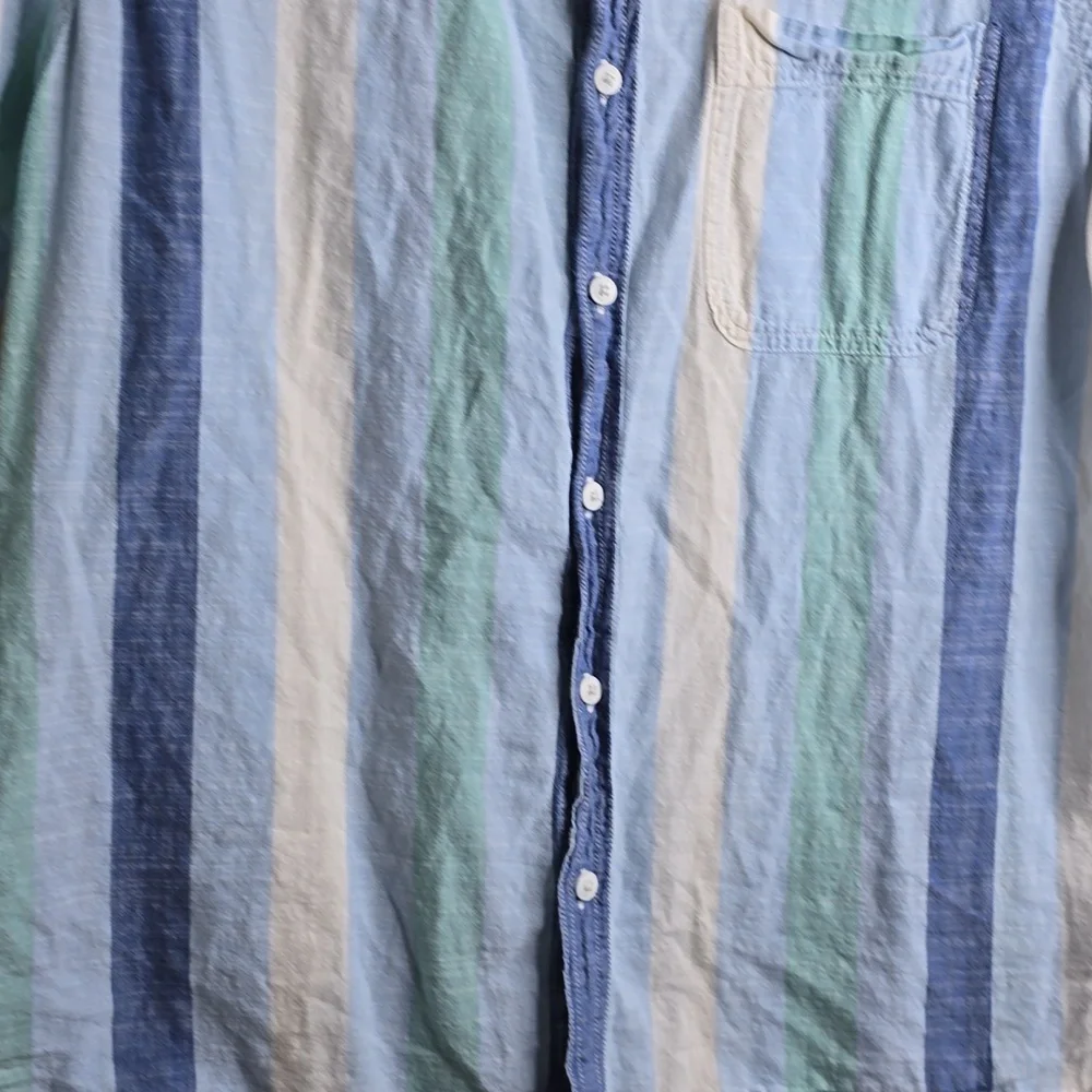 American Eagle Striped Button Up Resort Shirt Large - Picture 5 of 11
